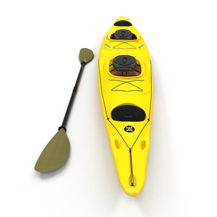 3D Kayak 2 Yellow with Paddle