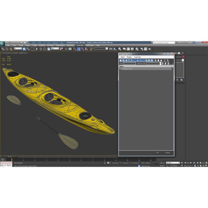 3D Kayak 2 Yellow with Paddle