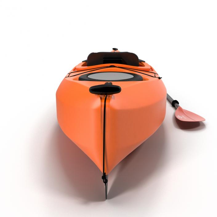 Kayak Orange with Paddle 3D model