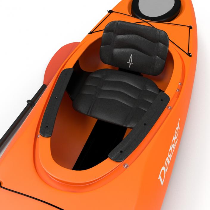 Kayak Orange with Paddle 3D model