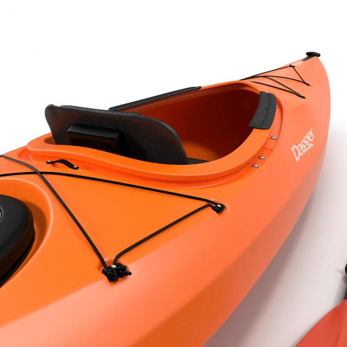 Kayak Orange with Paddle 3D model