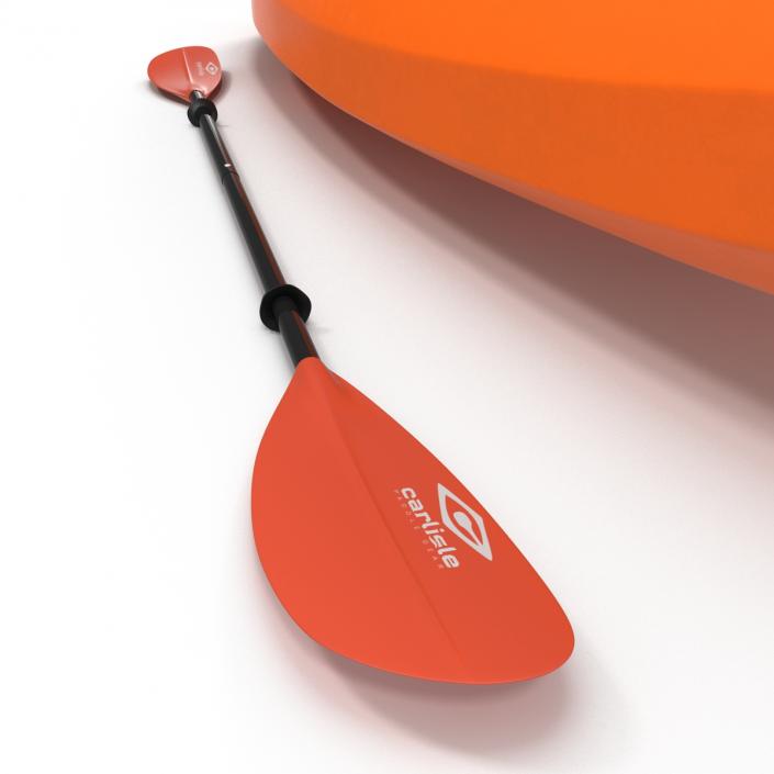 Kayak Orange with Paddle 3D model