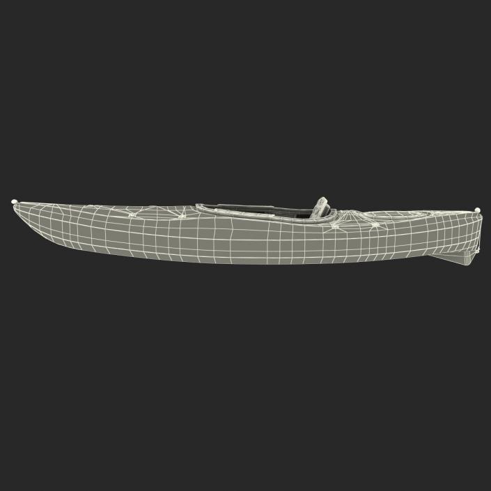 Kayak Orange with Paddle 3D model