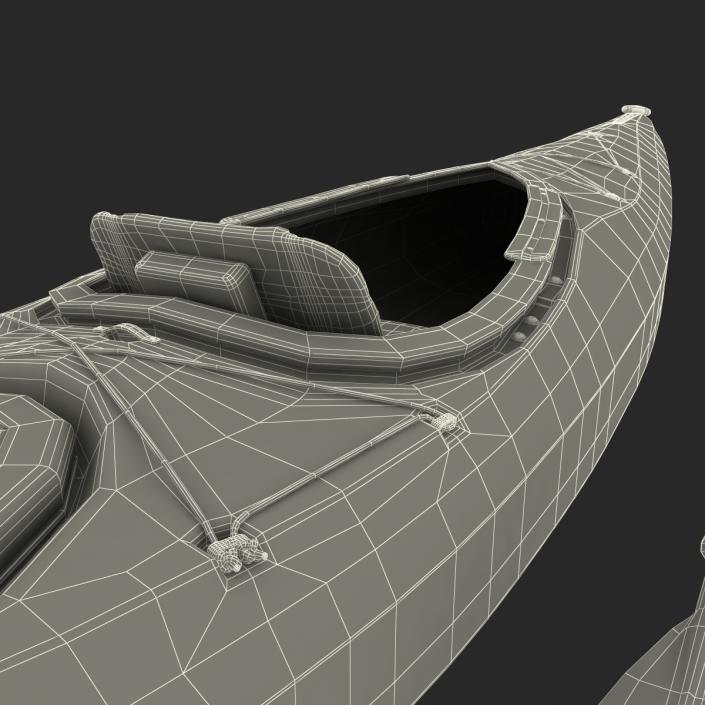 Kayak Orange with Paddle 3D model