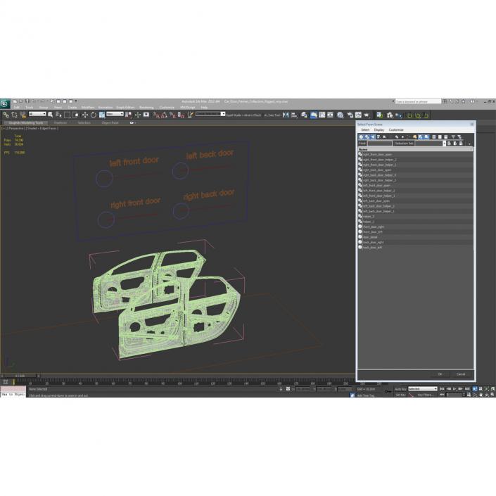 3D Car Door Frames 3D Model Rigged