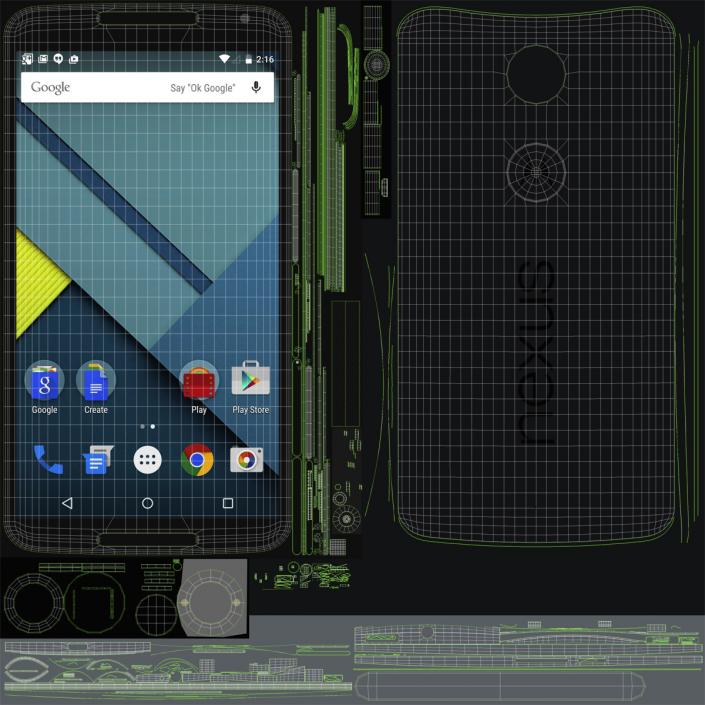 3D model Google Nexus 6 Black