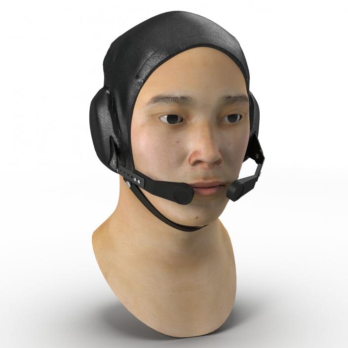 3D model Chinese Pilot Head Rigged