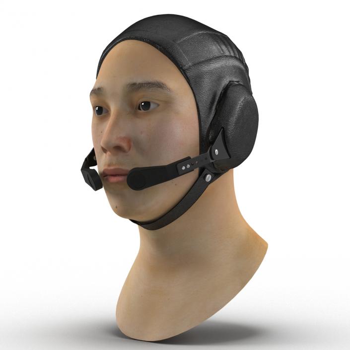 3D model Chinese Pilot Head Rigged