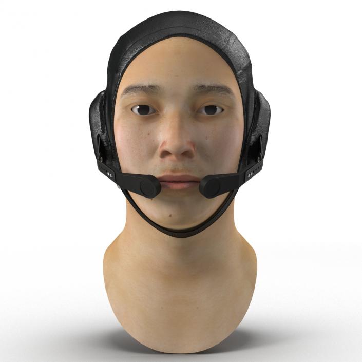 3D model Chinese Pilot Head Rigged