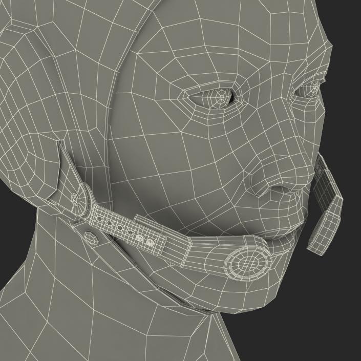 3D model Chinese Pilot Head Rigged