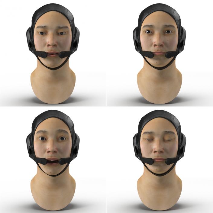 3D model Chinese Pilot Head Rigged