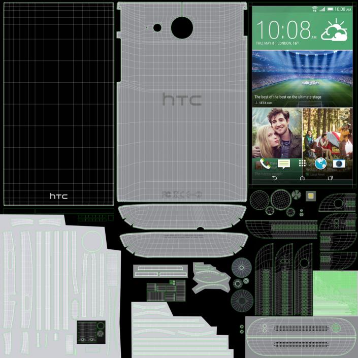 3D HTC One Mini 2 Silver