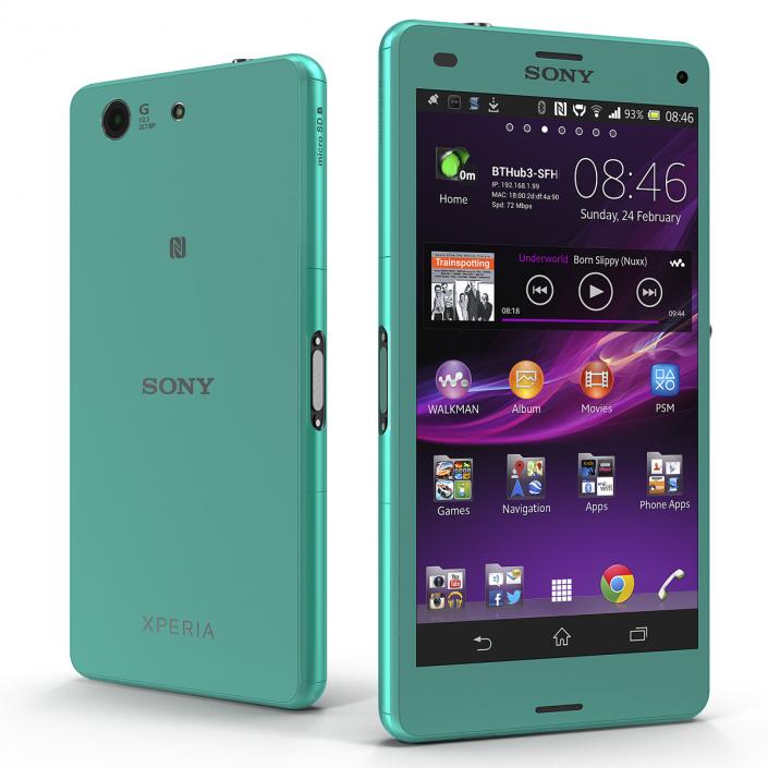 Sony Xperia Z3 Compact Turquoise 3D