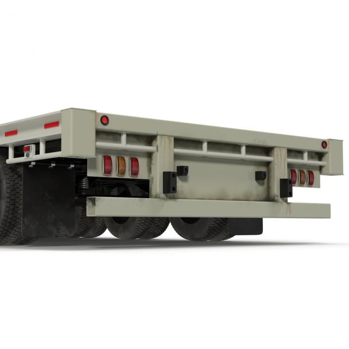 3D model Truck and Single Drop Tri Axle Trailer 2