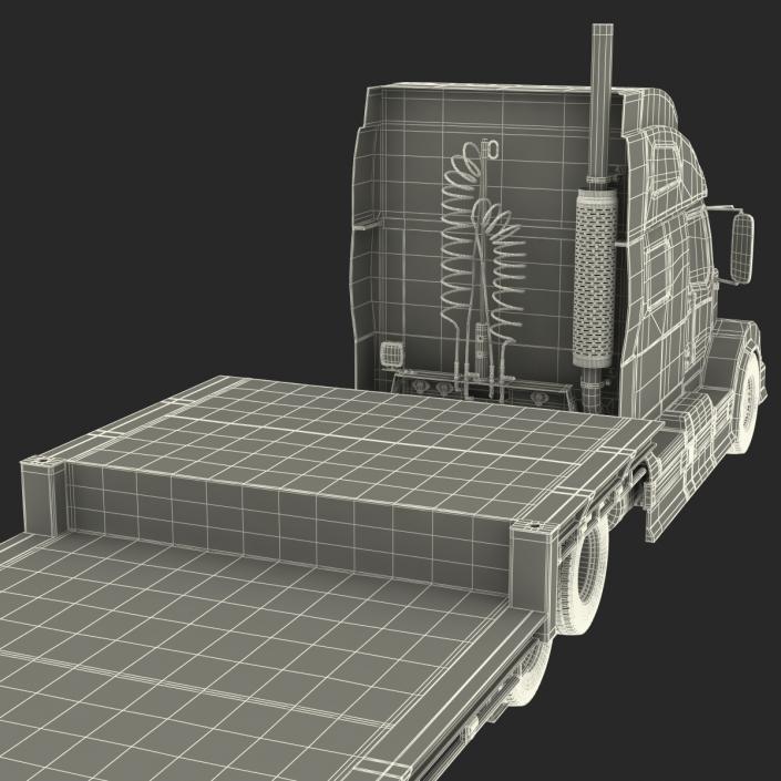 3D model Truck and Single Drop Tri Axle Trailer 2