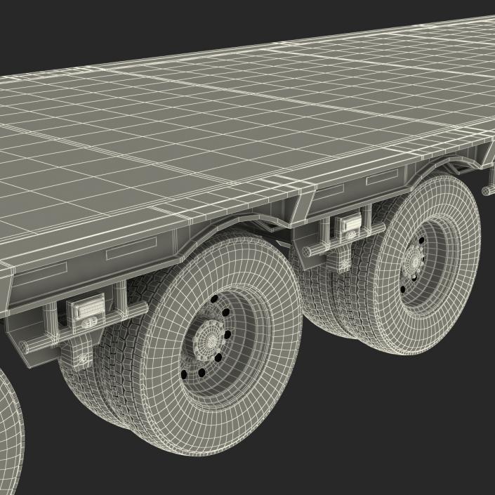 3D model Truck and Single Drop Tri Axle Trailer 2