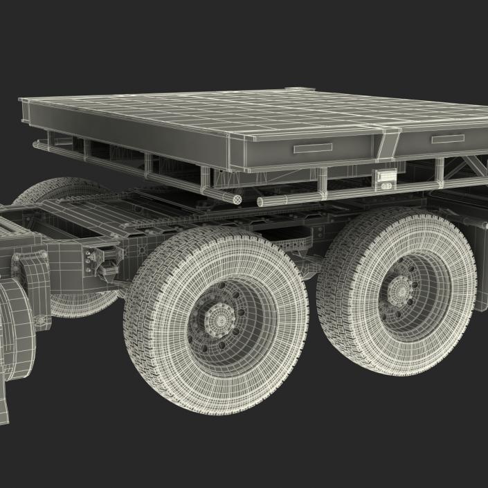 3D model Truck and Single Drop Tri Axle Trailer 2