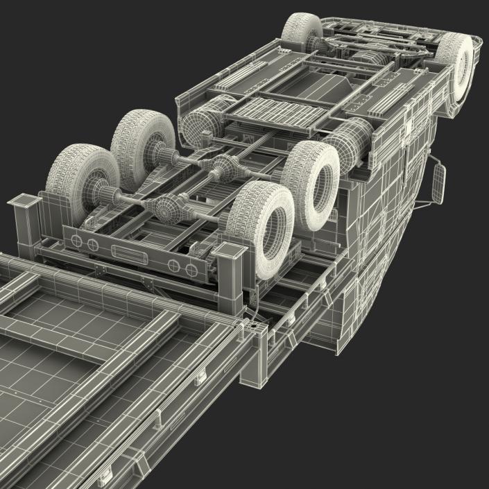 3D model Truck and Single Drop Tri Axle Trailer 2