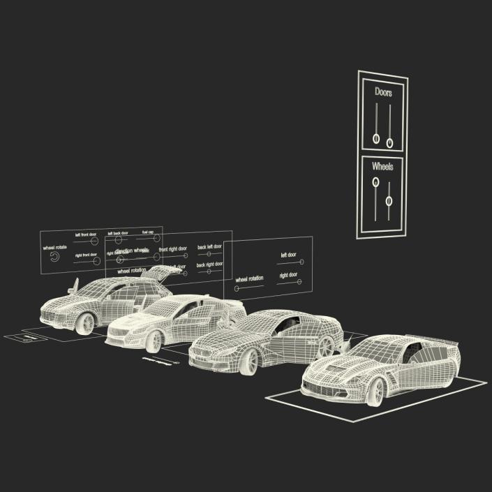 3D model Generic Rigged Cars Collection