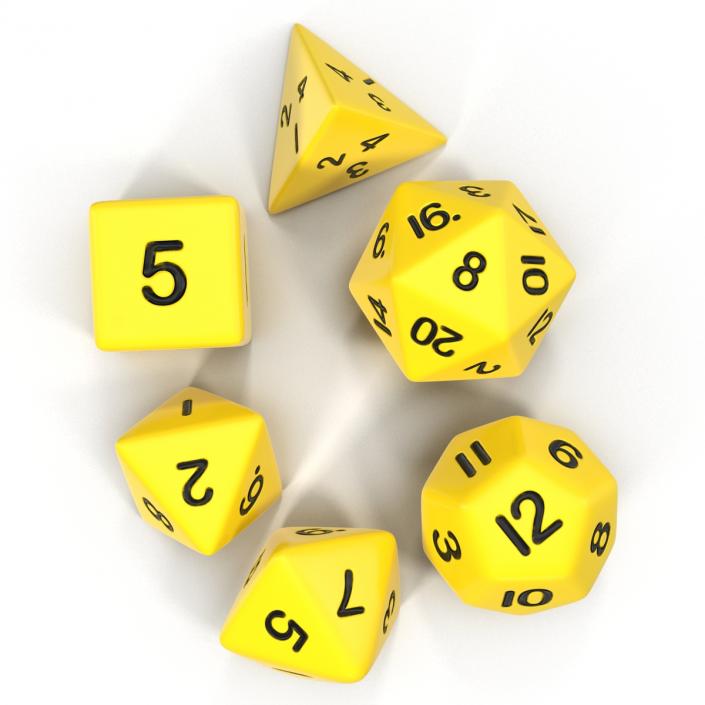 3D Polyhedral Dice Set Yellow