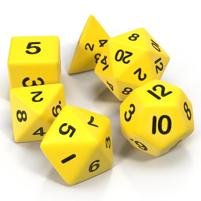 3D Polyhedral Dice Set Yellow