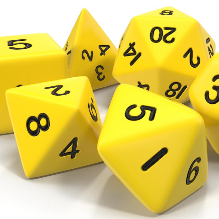 3D Polyhedral Dice Set Yellow