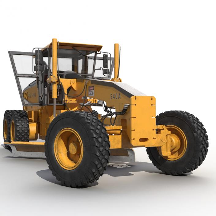 3D Road Grader Rigged model