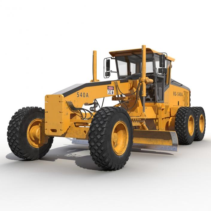 3D Road Grader Rigged model