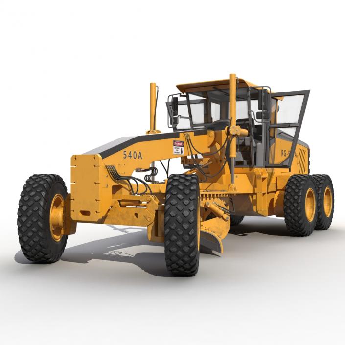 3D Road Grader Rigged model