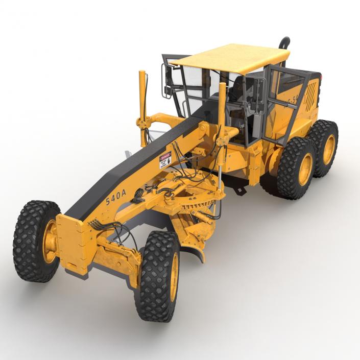 3D Road Grader Rigged model