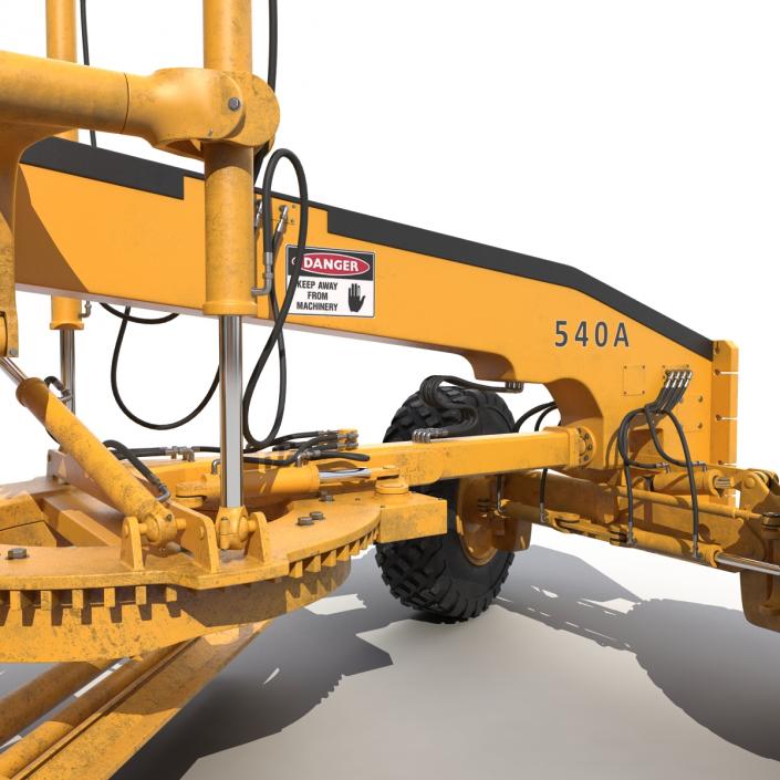 3D Road Grader Rigged model