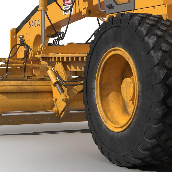 3D Road Grader Rigged model