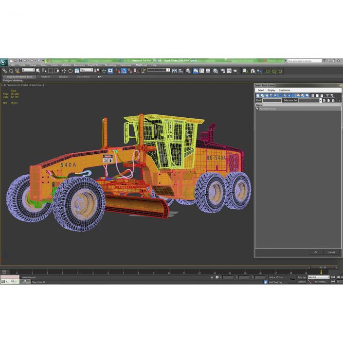 3D Road Grader Rigged model