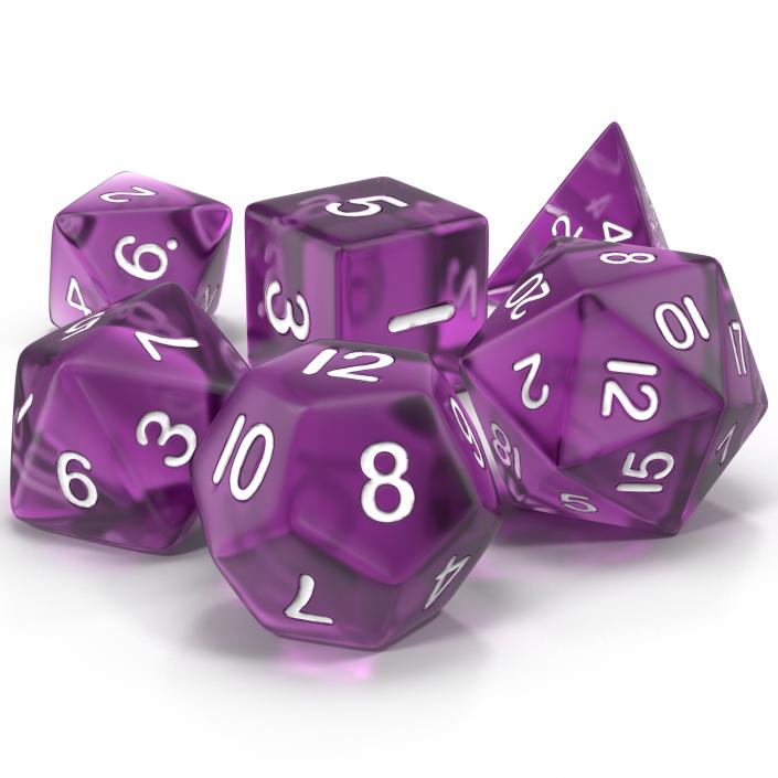 3D Polyhedral Dice Set Violet