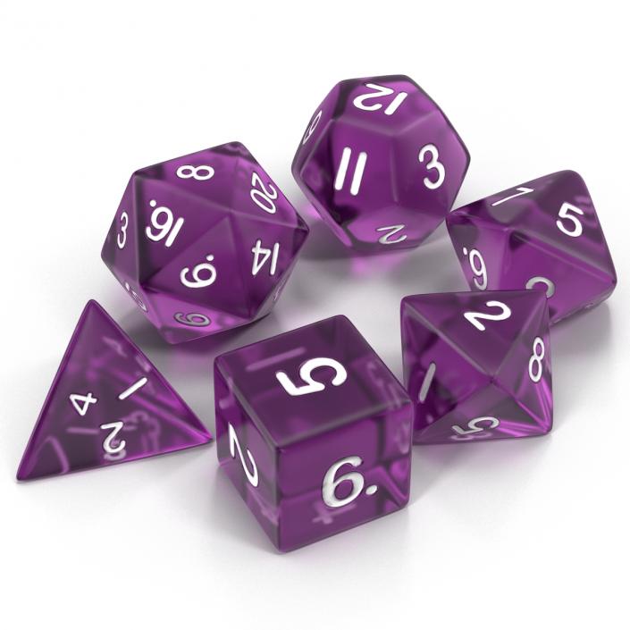 3D Polyhedral Dice Set Violet