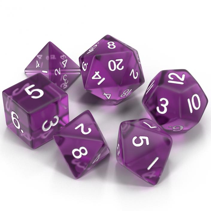 3D Polyhedral Dice Set Violet