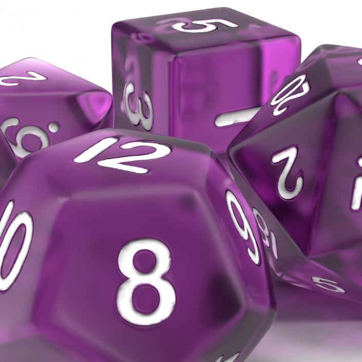 3D Polyhedral Dice Set Violet