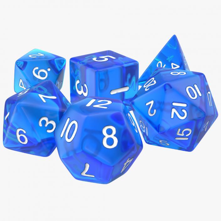 Polyhedral Dice Set Blue 3D model