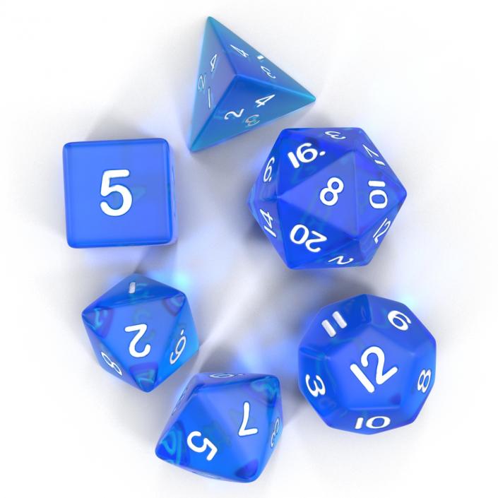 Polyhedral Dice Set Blue 3D model