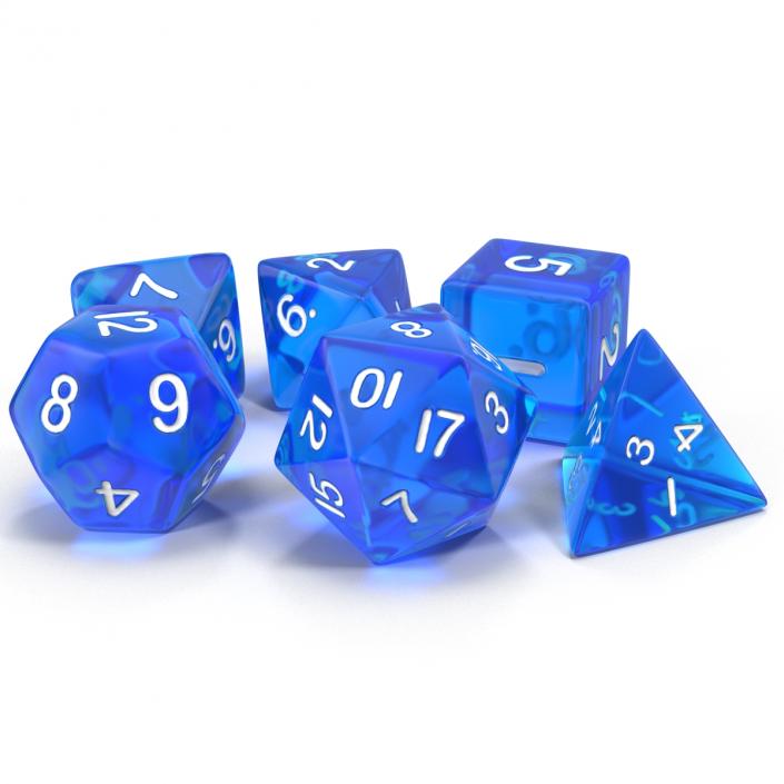 Polyhedral Dice Set Blue 3D model