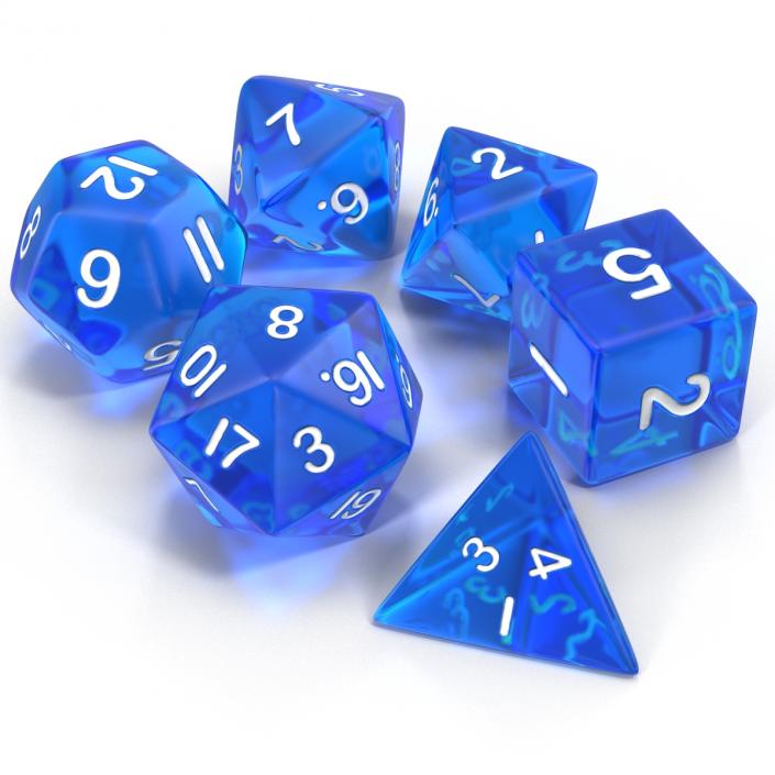 Polyhedral Dice Set Blue 3D model