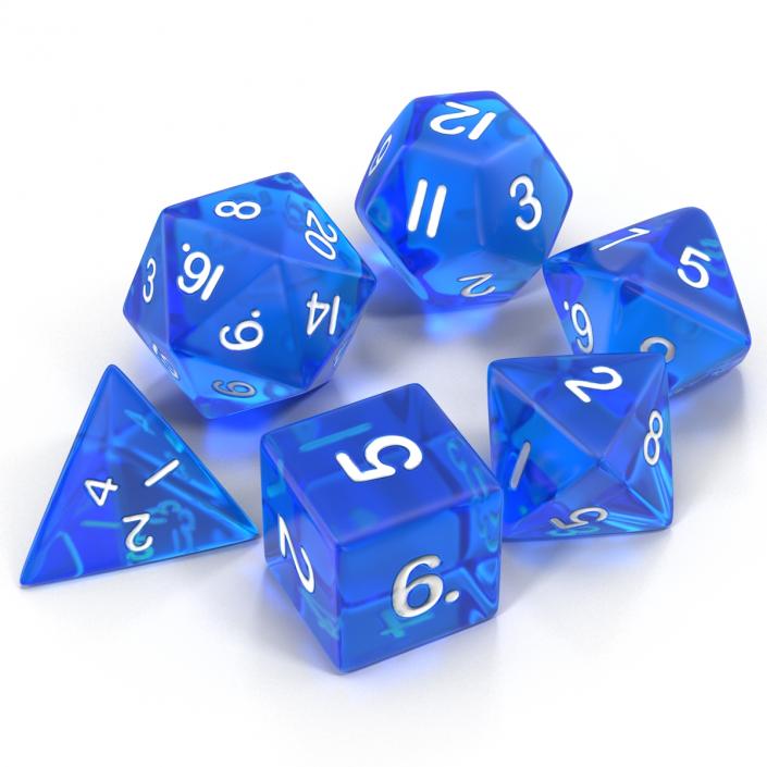 Polyhedral Dice Set Blue 3D model