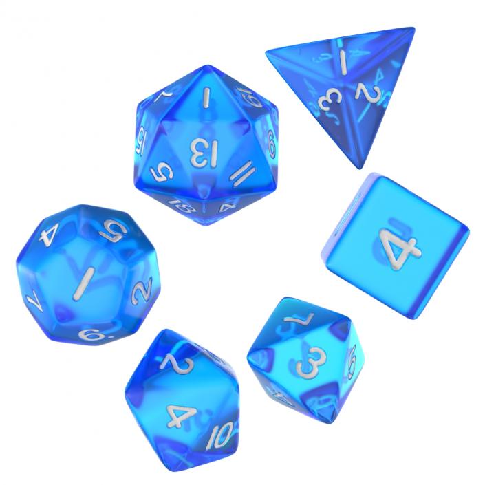 Polyhedral Dice Set Blue 3D model