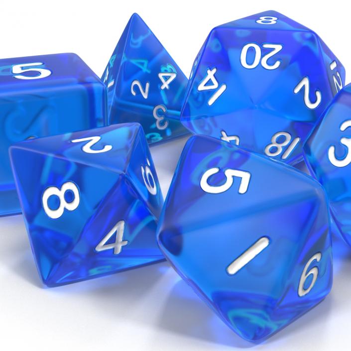 Polyhedral Dice Set Blue 3D model