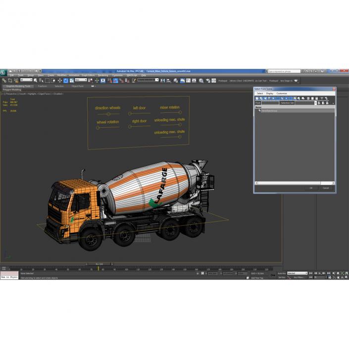 3D model Cement Mixer Vehicle Lafarge Rigged