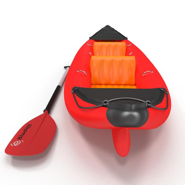 3D Kayak 3 Red with Paddle model