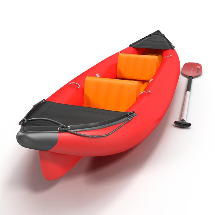 3D Kayak 3 Red with Paddle model