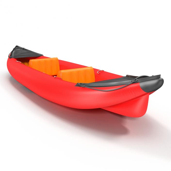 3D Kayak 3 Red with Paddle model