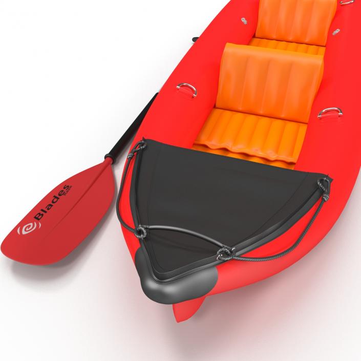 3D Kayak 3 Red with Paddle model