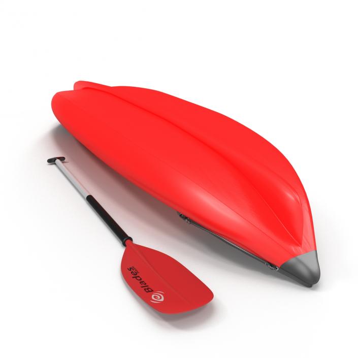 3D Kayak 3 Red with Paddle model